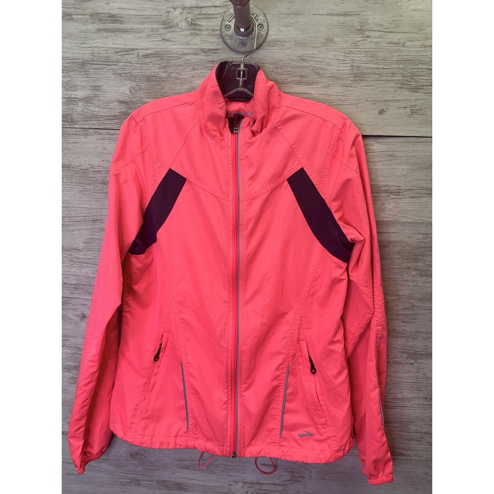 Brooks Jacket Womens M Pink Shelter Technology Windbreaker‎ Full Zip Lightweight